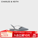 CHARLES&KEITH水钻链条平跟凉鞋拖鞋女士CK1-70900271-A Light Blue浅蓝色 36