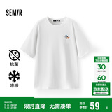 森马（Semir）【多彩凉感T】短袖t恤女夏中长款宽松舒适刺绣上衣109324100007