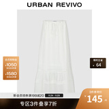 UR【钟楚曦同款】2025秋季新款女装田园风蕾丝花边半裙UYL550031 本白 (面料微透) XS