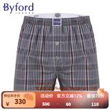 百富（BYFORD）港产进口男士精梳棉阿罗裤格纹中腰平角短裤梭织裤衩商场款MW962 MW962灰色带纽扣，一片包臀 1条 L
