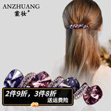 案妆七夕发夹头饰简约时尚外出水晶大号马尾夹后脑勺网红发卡女成人轻 紫罗兰(送礼盒)