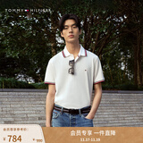 TOMMY HILFIGER25春夏新款男透气珠地网眼通勤修身短袖T恤/镶边翻领POLO衫 【合身款】云沐白色YAF M