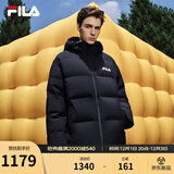 斐乐FILA情侣连帽羽绒服女2025冬连帽RGB多彩羽绒防风防泼水外套男 正黑色-BK L 175/96A/L