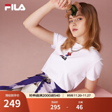 斐乐（FILA）官方女士短袖T恤夏印花运动女装针织短袖套头衫小熊T刺绣上衣 标准白-WT S 160/80A