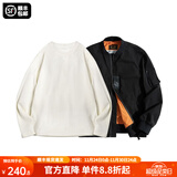 马登工装美式空中MA1飞行员夹克军事风短款外套复古棒球服男潮秋上衣 黑色MA1+米白长T L
