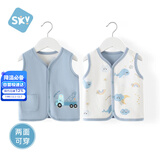 舒贝怡婴儿衣服儿童马甲两面穿背心宝宝坎肩上衣男女秋冬马夹蓝色73CM