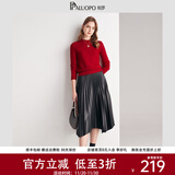 帕罗（PALUOPO）女士纯色毛衣圆领套头长袖打底衫时尚厚款秋冬新款毛衫休闲显瘦针 深酒红 M 100