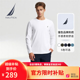 诺帝卡（NAUTICA）男装春秋纯棉柔软亲肤多色基础经典长袖T恤男TE4301 1BW白色 XL