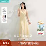 茵曼（INMAN）章若楠同款欧若风法式吊带连衣裙2025夏季新品女装淡鹅黄色裙子 浅黄色 (方领) M