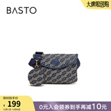 百思图新款商场同款时尚老花小方包单肩斜挎包女X3026CX3 蓝 F