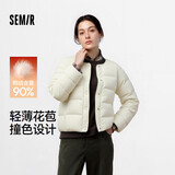 森马（Semir）羽绒服女冬季轻薄90绒子花苞设计感025叠穿宽松撞色109725113032
