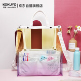国誉(KOKUYO)透明手提包PVC托特包大容量防泼水书包轻便透明果冻背包补习袋初晴黄紫 WSG-KBV12YV