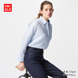 优衣库女装法国麻衬衫长袖衬衣上衣空调衫薄外套475647 60 浅蓝色 L /160/88A