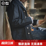 马登工装 新复古回潮水洗丹宁夹克阿美咔叽养牛猎装牛仔翻领外套男秋 牛仔蓝 2XL
