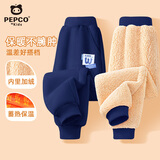 小猪班纳（PEPCO）男童加绒裤子秋冬加厚羊羔绒卫裤中大童保暖校服运动裤 藏青 110