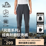 伯希和（Pelliot）【风盾】冲锋软壳裤男冬季保暖抓绒裤防风高弹长裤女115107016灰L