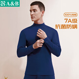 AB情人节内衣秋冬纯棉情侣半高领内衣长袖长裤内衣套装 藏青 2XL