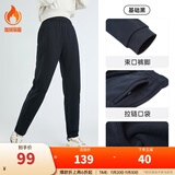 安踏（ANTA）束脚裤丨运动长裤女秋冬季宽松加绒亲肤针织裤舒适休闲裤收口卫裤 【加绒保暖-直筒裤脚】小黑裤 M 女165