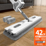 享家美 平板拖把免手洗家用大号除螨拖布懒人干湿两用一拖净刮刮乐拖把 北欧灰42cm2块布