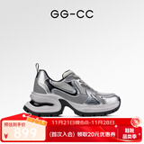 GG-CC【明星同款】月落星河银色厚底老爹鞋女百搭秋季新款G23X4317 银色 皮面 38
