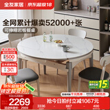 全友家居现代简约餐桌椅组合套小户型装家用折叠可伸缩圆桌子政府补贴 中灰1.06米功能桌+烟云软包椅*4