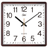康巴丝（Compas）挂钟客厅方形简约钟表新款静音石英钟表挂墙时钟 3375 橡木色33cm