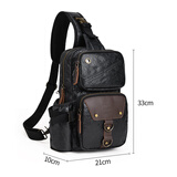 新潮代胸包男帆布大容量单肩包男士休闲斜挎包多功能运动腰包复古邮差包 防水杜邦纸款黑色【可放10.5英寸平板】