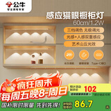 公牛（BULL）感应猫眼橱柜灯磁吸充电山丘光效展柜玄关氛围小夜灯 银60cm三色