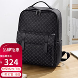 高尔夫GOLF背包男士时尚印花大容量双肩包男女防泼水电脑学生书包潮休闲商务旅行出差背包5I688466J黑色