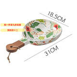 GIOIO欧式七彩云花手柄碗米饭碗创意餐具甜品沙拉碗不规则个性陶瓷盘子 七彩云花-木柄瓜子碗