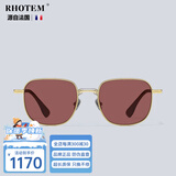 RHOTEM法国品牌新款防晒墨镜防紫外线时尚个性开车男士眼镜复古太阳镜女 金框摇滚红【专柜品质】