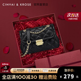 CinvaiKrose【阿Sa蔡卓妍同款】包包女包2025新款斜挎包单肩包菱格链条小方包 黑色【礼盒款】生日礼物送女友