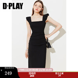 DPLAY2025夏季新款黑色连衣裙女修身吊带裙长裙赫本小黑裙包臀裙 经典黑 S