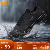 361°运动鞋男鞋秋冬季透气网面跑鞋黑色通勤轻质户外慢跑步鞋 曜石黑/烟灰【皮革面防泼水】 42