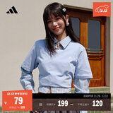 adidas情侣休闲纯棉上衣圆领短袖T恤男女夏季阿迪达斯官方轻运动 蓝色 S
