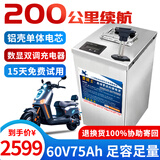 蓄骑士电动车锂电池外卖锂电池60v电瓶三轮三元锂磷酸铁锂电摩托车专用 宁德60v75ah【约160-200KM】配可调充