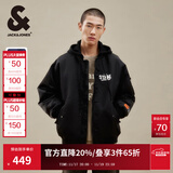 杰克·琼斯（JACK&JONES）25年秋冬男装棉衣飞行夹克男保暖宽松潮流连帽短款棉服外套男士 黑色E40 M 175