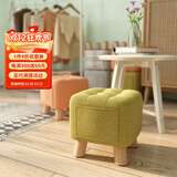 竹思乐实木布艺小凳子家用矮凳墩门口换鞋凳沙发凳成人休闲方凳 【加厚加固加大】抹茶绿实木凳