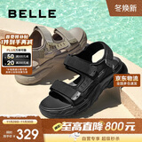 百丽厚底沙滩鞋男鞋25夏新休闲户外运动凉鞋A1514BL5 黑色 43