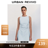 UR2025春季新款女摩登气质褶皱收腰显瘦无袖连衣裙UYY750030 淡蓝 XL