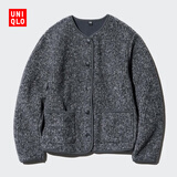 优衣库女装仿羊羔绒摇粒绒圆领开衫/外套472938 481025 472938/07青灰色 M