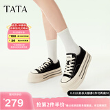 他她（TATA）经典厚底帆布鞋女鞋子休闲板鞋小白鞋春新款WP801AM5 黑色 38
