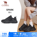 骆驼（CAMEL）女鞋厚底增高缓震老爹休闲运动鞋子 K25CX4L4013 黑/城堡灰 37