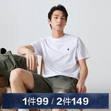 杰克·琼斯（JACK&JONES）25年男装四季打底T恤男T恤舒适男士短袖多色上衣纯色水洗不易走形 本白色A06 M 175