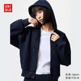 优衣库女装快干休闲拉链连帽外套长袖运动卫衣开衫479603 69 藏青色 M /160/84A