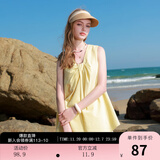 三彩2025夏季新款扭结小衫V领设计感无袖上衣宽松小清新M 柠檬黄 S 155/80A