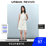 UR2025春季新款女装时尚气质褶皱收腰短款连衣裙UYY750029 米白 S