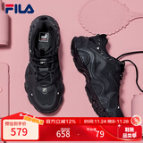 FILA斐乐猫爪鞋女鞋老爹鞋休闲鞋女休闲复古厚底运动鞋 猫爪四代-黑BK 38