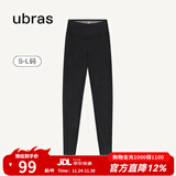 ubras仿牛仔高腰收腹加绒打底裤女保暖时尚高弹可外穿 黑色平腰款 1条 S