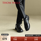 THOM WILLS德比鞋英伦风男士商务正装皮鞋舒适透气真皮男鞋冬季 黑色亮皮D411-1 40 /7码